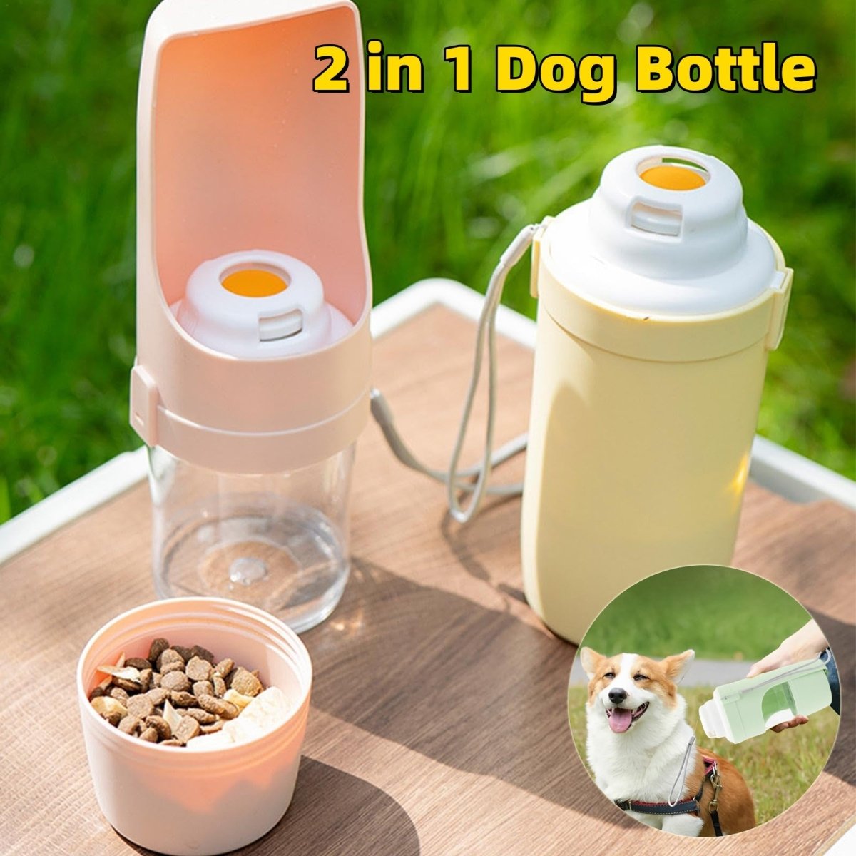 Portable Dog Water Bottle & Feeder, Travel Pet Water Dispenser, 2-In-1 Dog Dispenser - Davere Goods