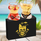 Black Muscle Men's & Red Skull Bikini Halloween Wine Glasses Set - Davere Goods