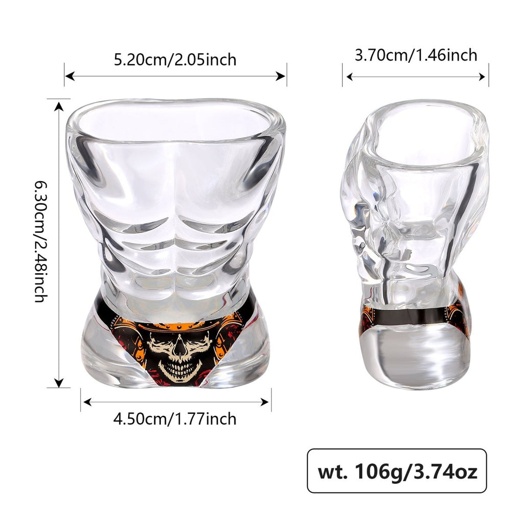 Black Muscle Men's & Red Skull Bikini Halloween Wine Glasses Set - Davere Goods
