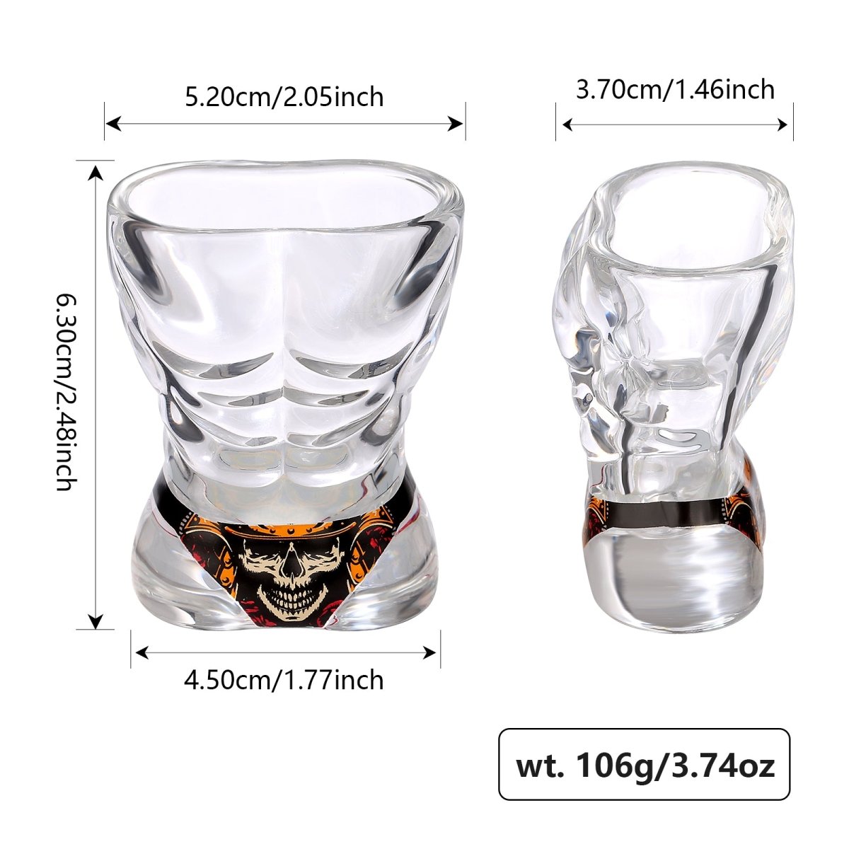 Black Muscle Men's & Red Skull Bikini Halloween Wine Glasses Set - Davere Goods