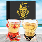 Black Muscle Men's & Red Skull Bikini Halloween Wine Glasses Set - Davere GoodsBlackRed