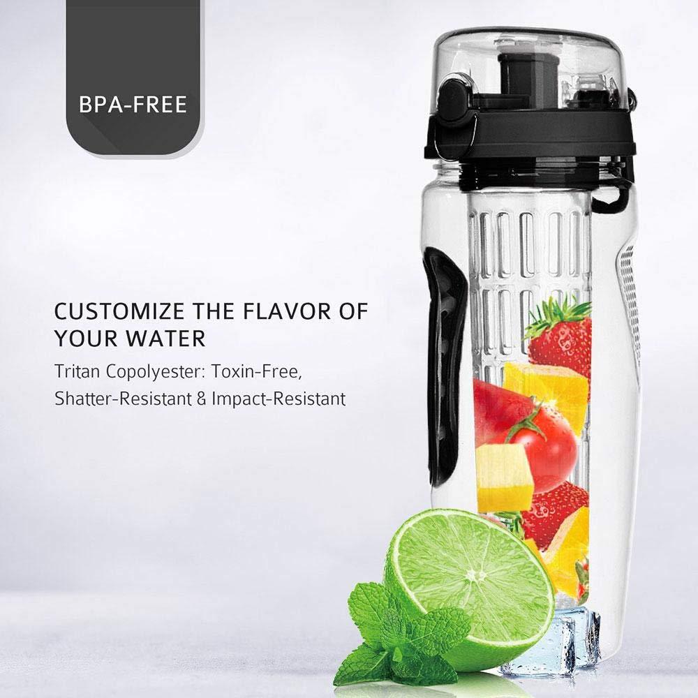 Leakproof 32oz BPA Free Water Bottle with Fruit Infuser, Sports Bottle for Juicy Hydration - Davere Goods