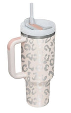 40oz Stainless Steel Mug: Premium Insulated Coffee Cup for Ultimate Beverage Enjoyment - My StoreLaser Rose Quartz Leopard Patt