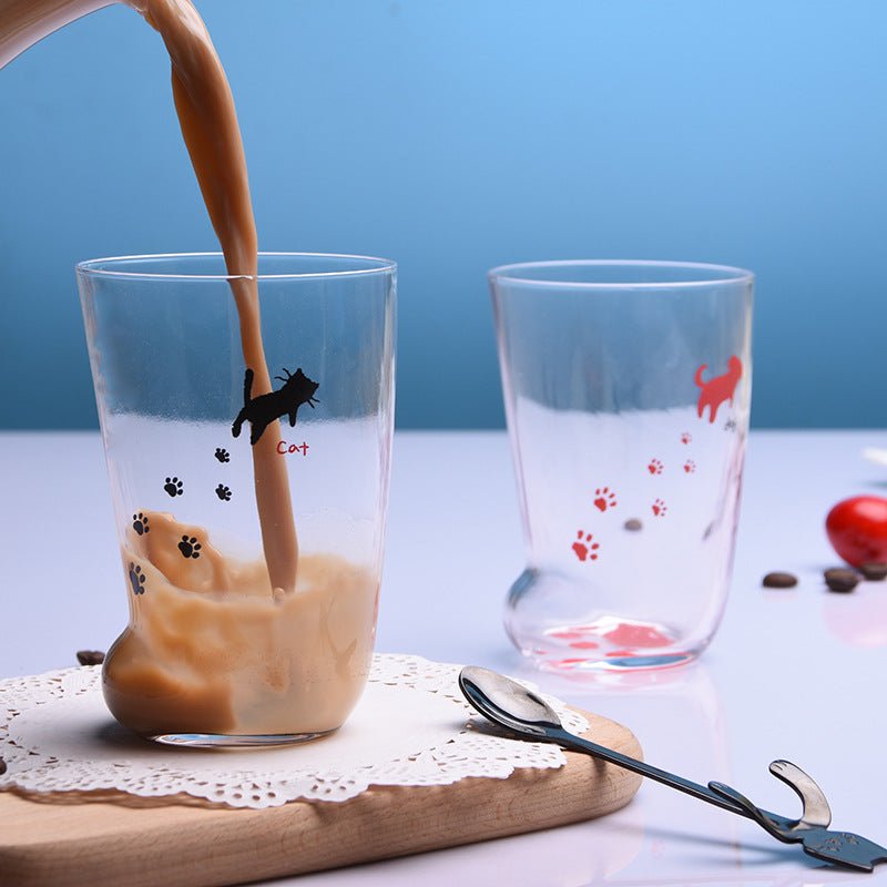 Adorable Cat & Tiger Paws Glass Cup Set - Unique Milk Coffee Mug Combo - Davere Goods