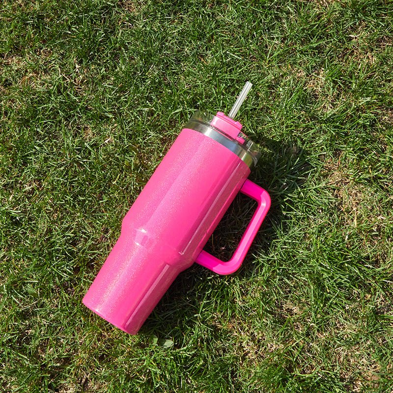 Fashionable Stainless Steel Tumbler with Large Capacity and Double-layer Vacuum Insulation - Davere GoodsDark Pink
