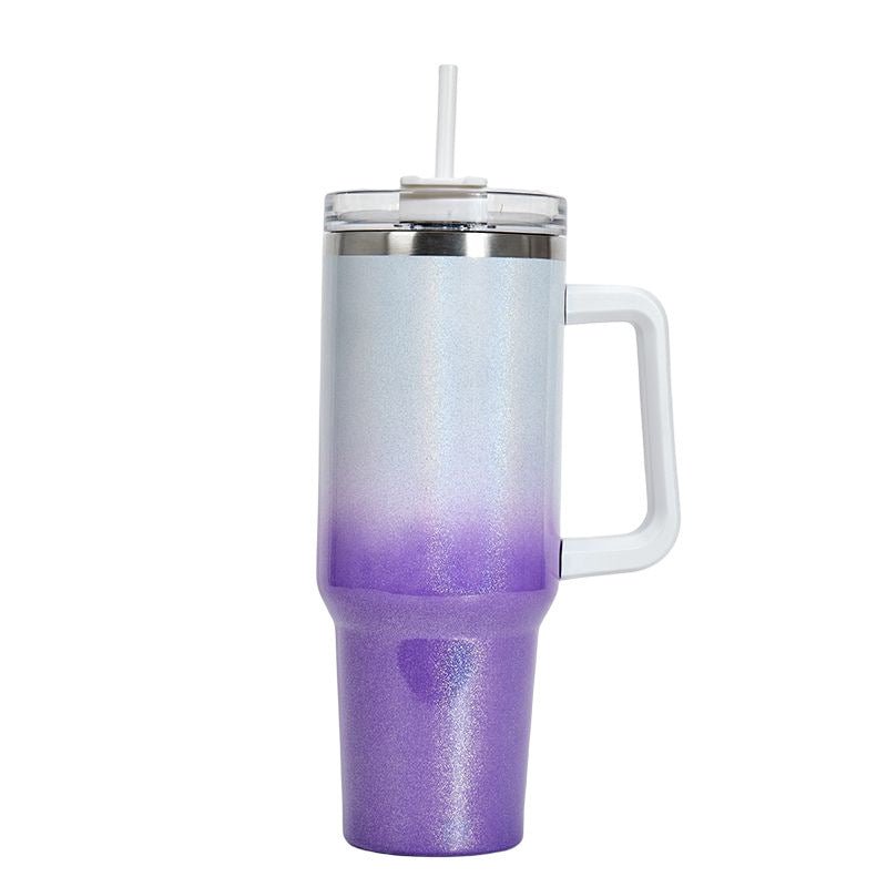 Fashionable Stainless Steel Tumbler with Large Capacity and Double-layer Vacuum Insulation - Davere GoodsWhite Purple