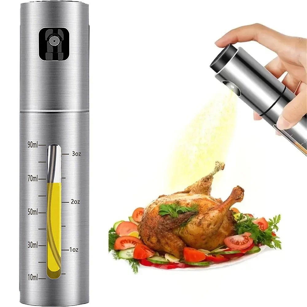 Oil Injector Bottle with 100ml Capacity, Stainless Steel Visual Scale, Easy One-Handed Operation - Davere Goods