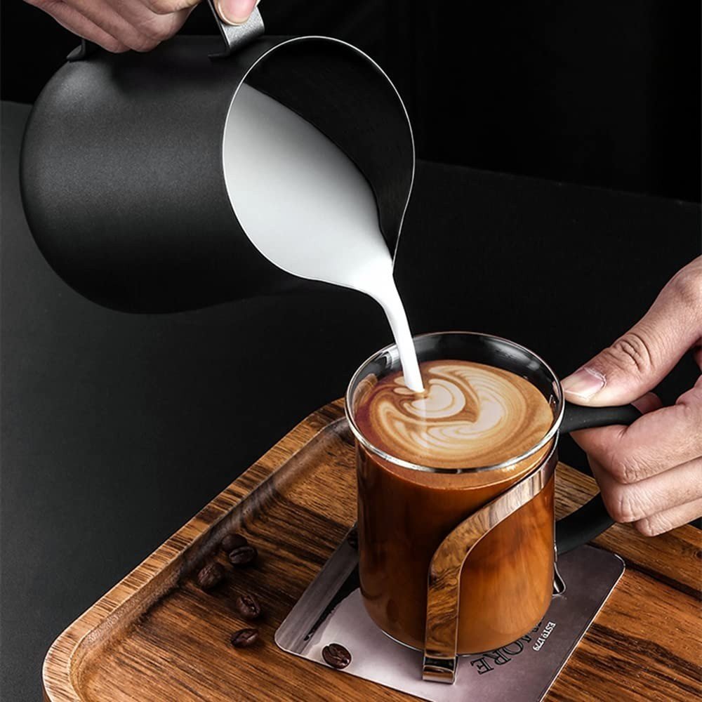 Stainless Steel Milk Frothing Jar, -600 Ml, Matte - Davere GoodsBlack